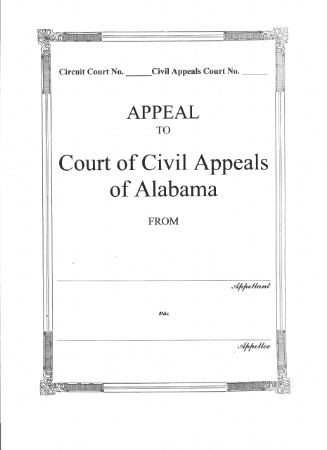 Appeal to Court of Civil Appeals of Alabama Jacket - Alabama