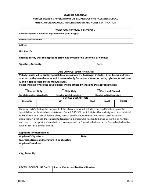 Form 10-337  Printable Pdf
