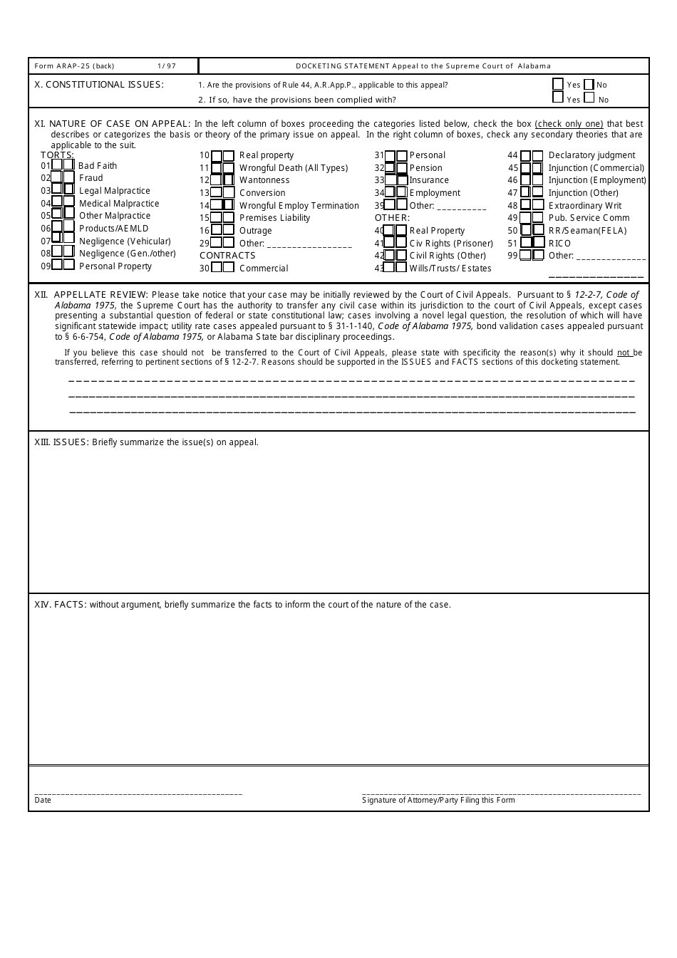 Form ARAP-24 Docketing Statement - Appeal to the Supreme Court of Alabama - Alabama, Page 2