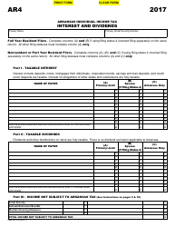 Document preview: Form AR4 Arkansas Individual Income Tax Interest and Dividends - Arkansas