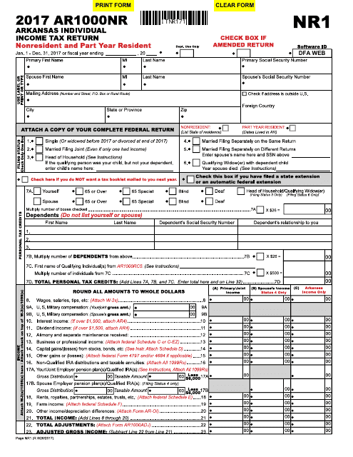 Form Ar1000nr 2017 Fill Out Sign Online And Download Fillable Pdf