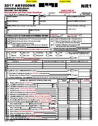 Form AR1000NR Arkansas Individual Income Tax Return Nonresident and Part Year Resident - Arkansas