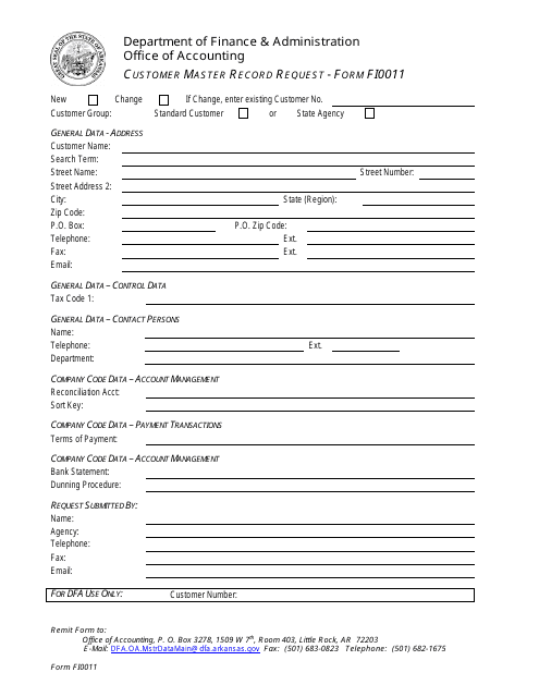 Form FI-0011  Printable Pdf