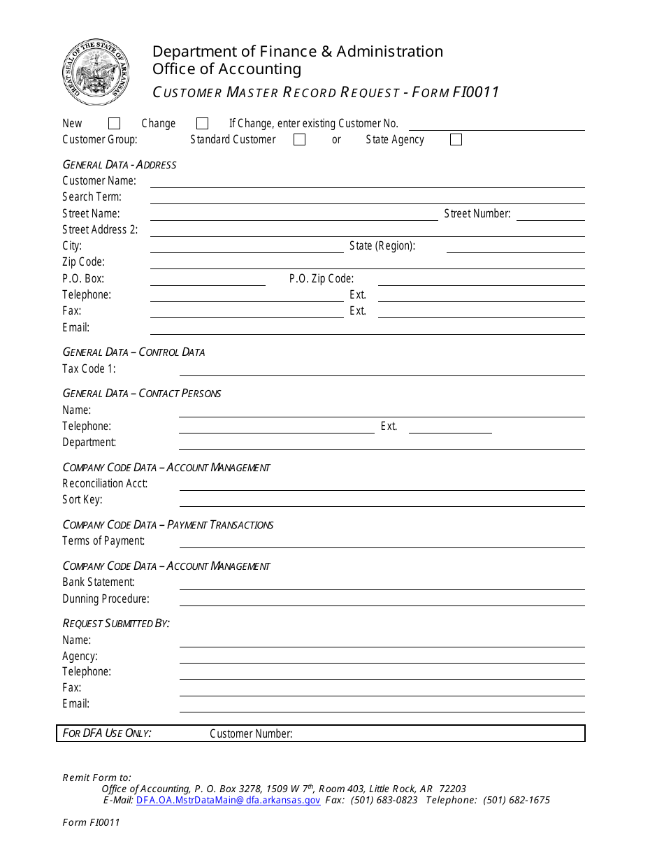 Form FI0011 Fill Out, Sign Online and Download Fillable PDF