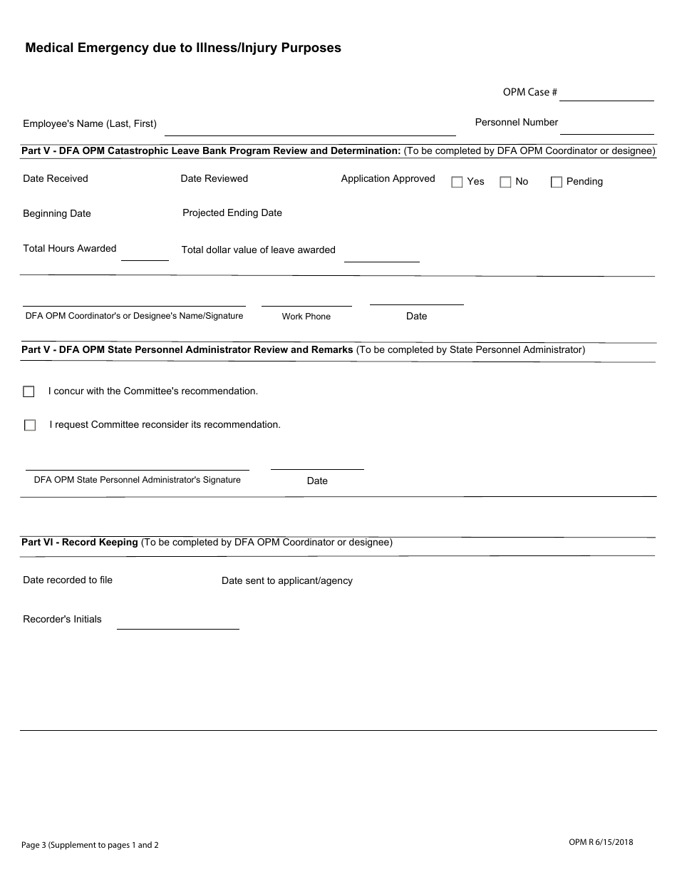 Catastrophic Leave Bank Program Application for Medical Emergency Due to Illness / Injury Purposes - Arkansas, Page 3
