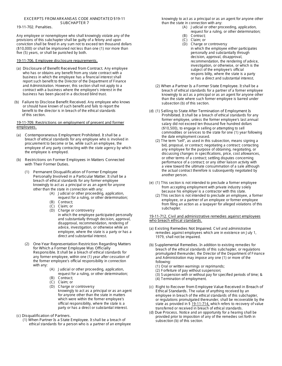 Form F-3 F-4, Employee Disclosure / Certification and Employment of Family Members Form - Arkansas, Page 4