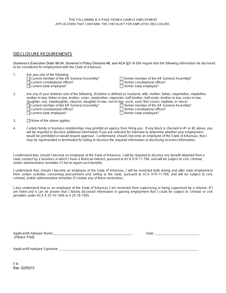 Form F-3 - Fill Out, Sign Online And Download Printable Pdf, Arkansas 