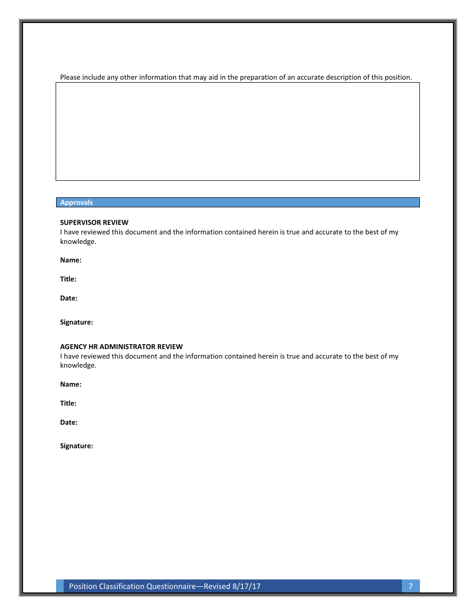 Arkansas Position Classification Questionnaire Form - Fill Out, Sign ...