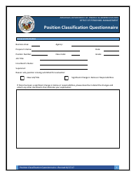 &quot;Position Classification Questionnaire Form&quot; - Arkansas