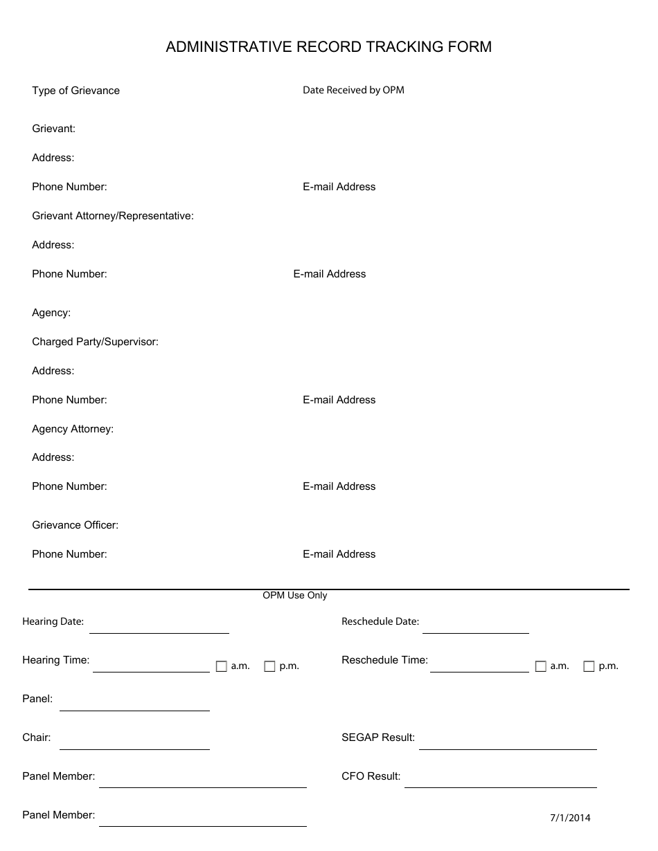 Arkansas Administrative Record Tracking Form Download Fillable PDF