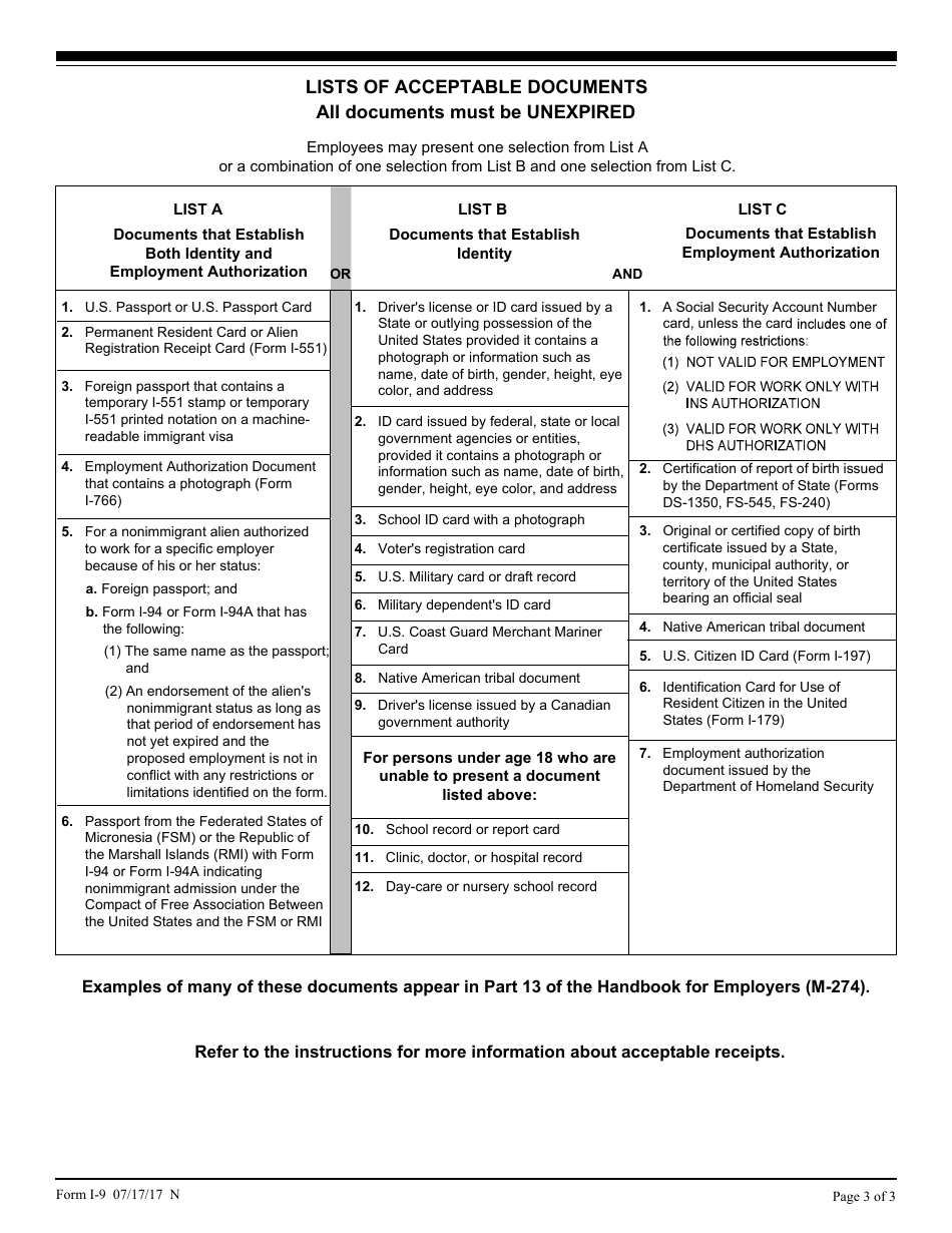 USCIS Form I-9 Employment Eligibility Verification, Page 3