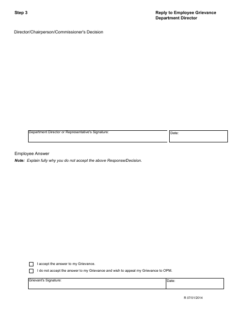 "Reply to Employee Grievance Step 3 - Department Director" - Arkansas Download Pdf