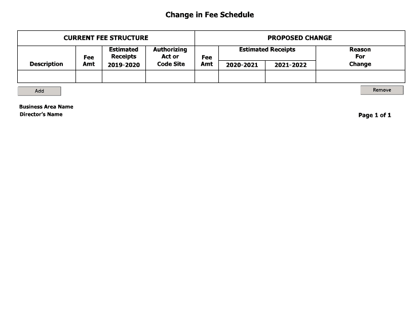 Change in Fee Schedule - Arkansas Download Pdf