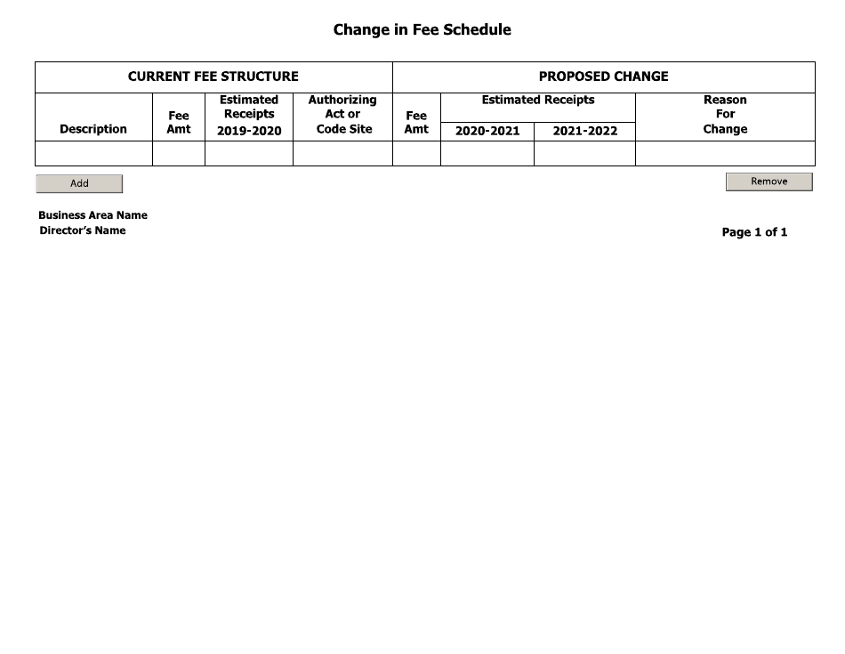 Change in Fee Schedule - Arkansas, Page 1