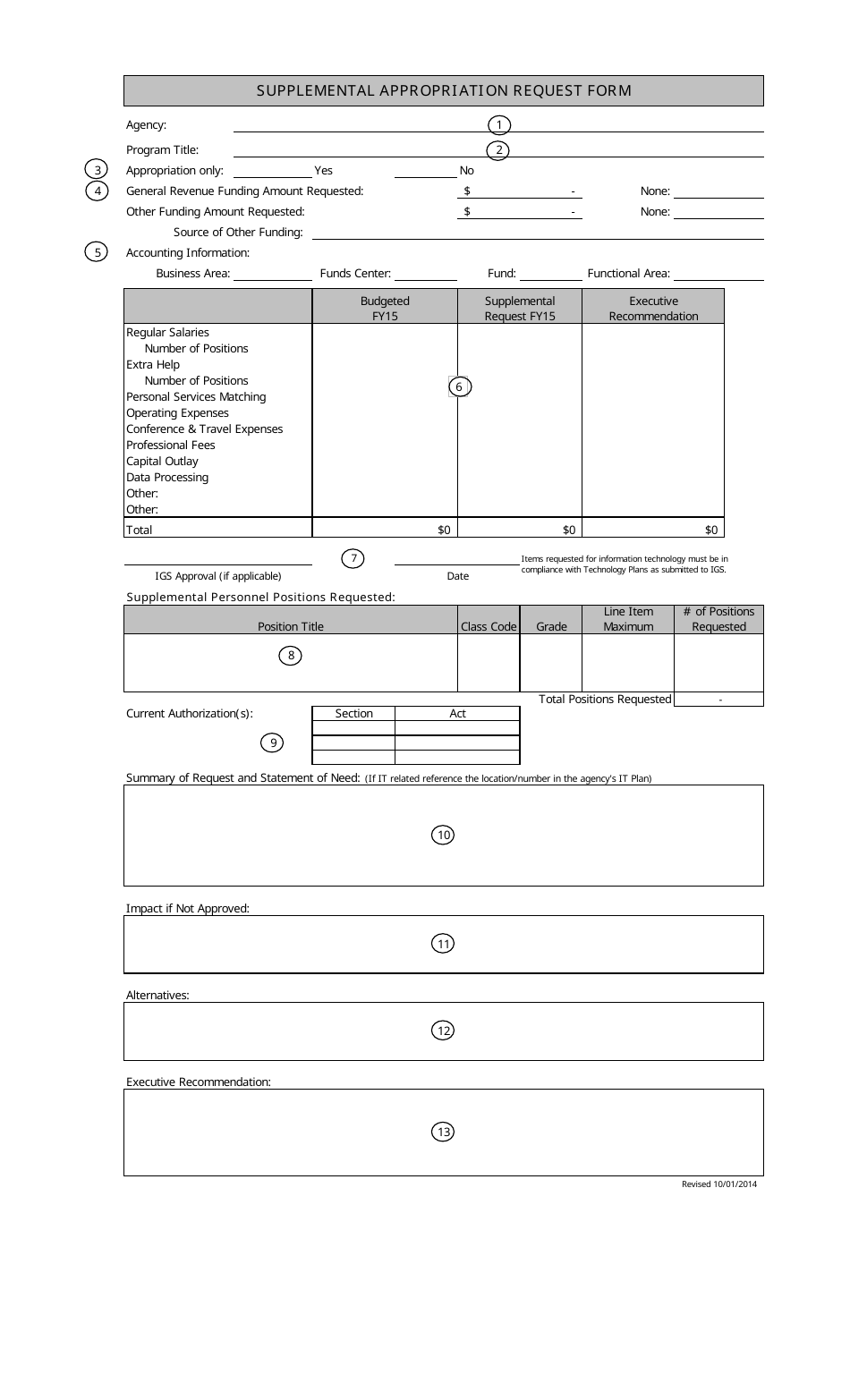 Instructions for Supplemental Appropriation Request Form - Arkansas, Page 3