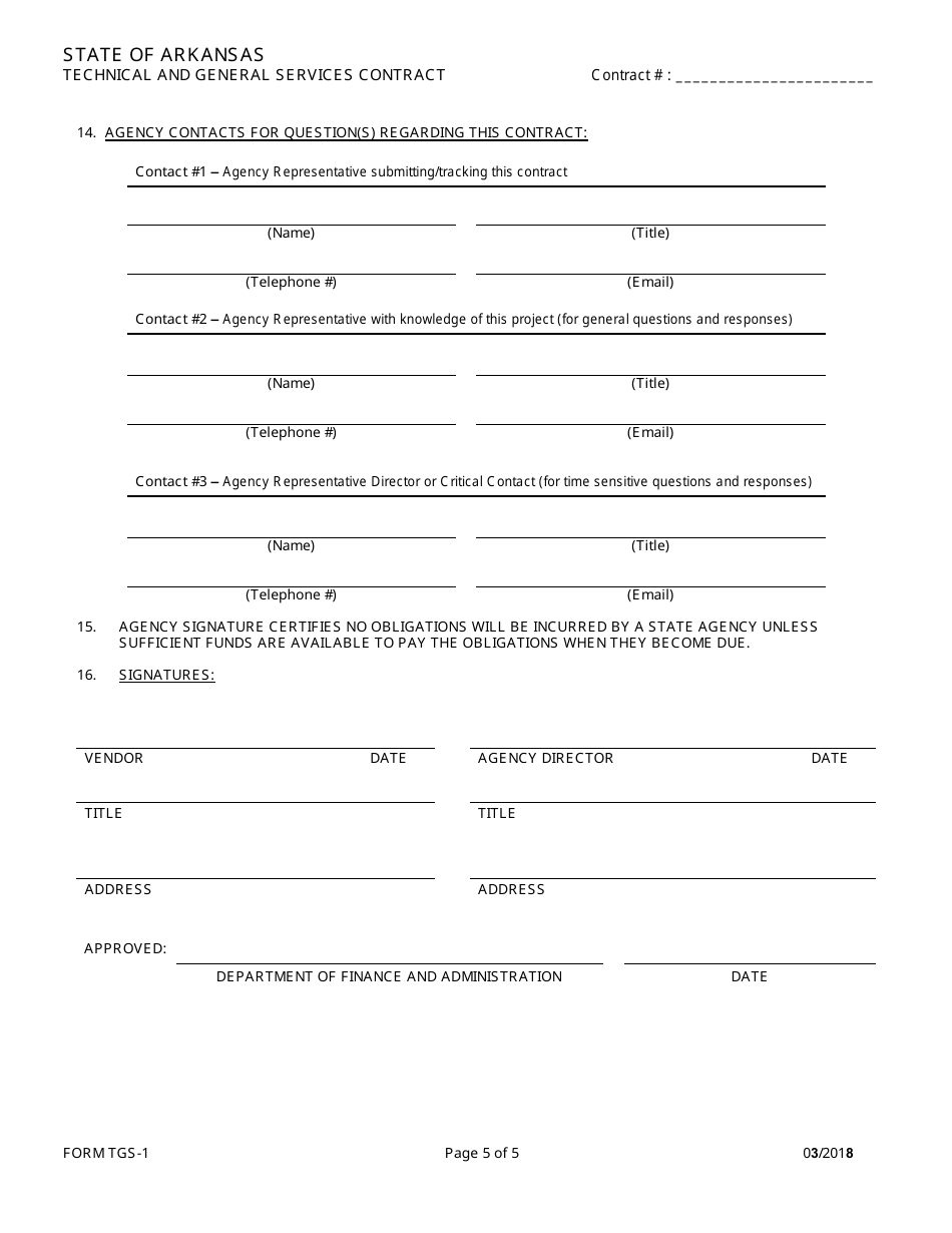 Form TGS-1 Technical and General Services Contract - Arkansas, Page 5