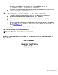 &quot;Application Checklist for Arkansas Money Services Application Form&quot; - Arkansas, Page 2