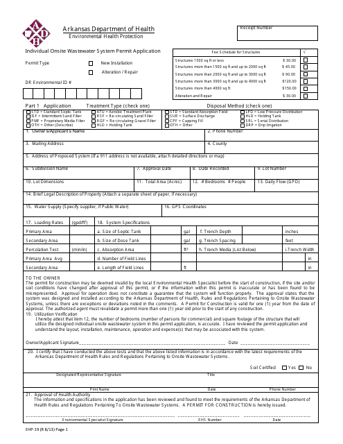 Form EHP-19  Printable Pdf
