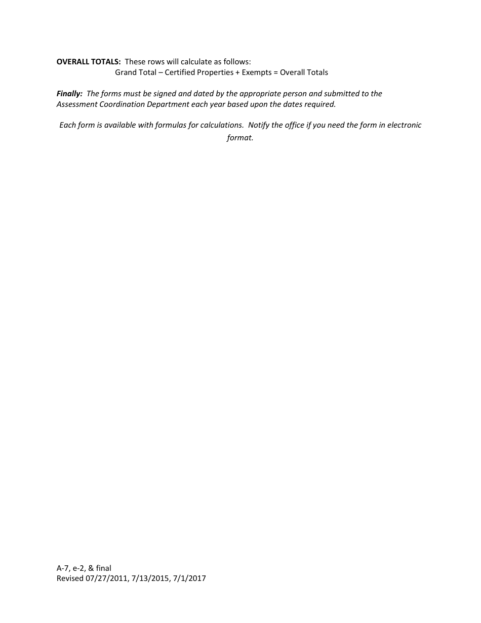 Instructions for Form A-7, E-2, FINAL Assessors Abstract, Equalization Board Abstract, and Final Abstract - Arkansas, Page 3