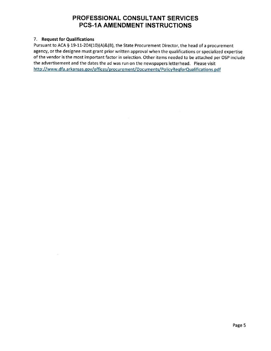 Instructions for Form PCS-1A Amendment to Professional Consultant Services Contract - Arkansas, Page 5