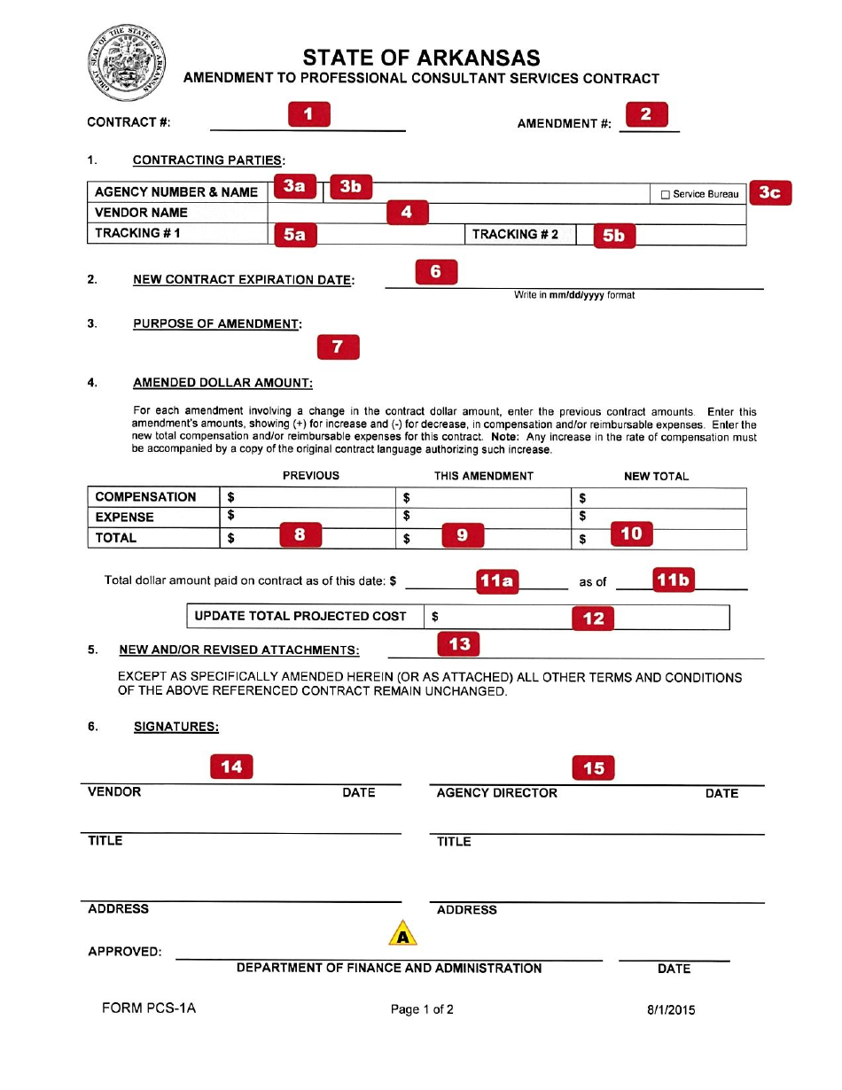 Instructions for Form PCS-1A Amendment to Professional Consultant Services Contract - Arkansas, Page 6
