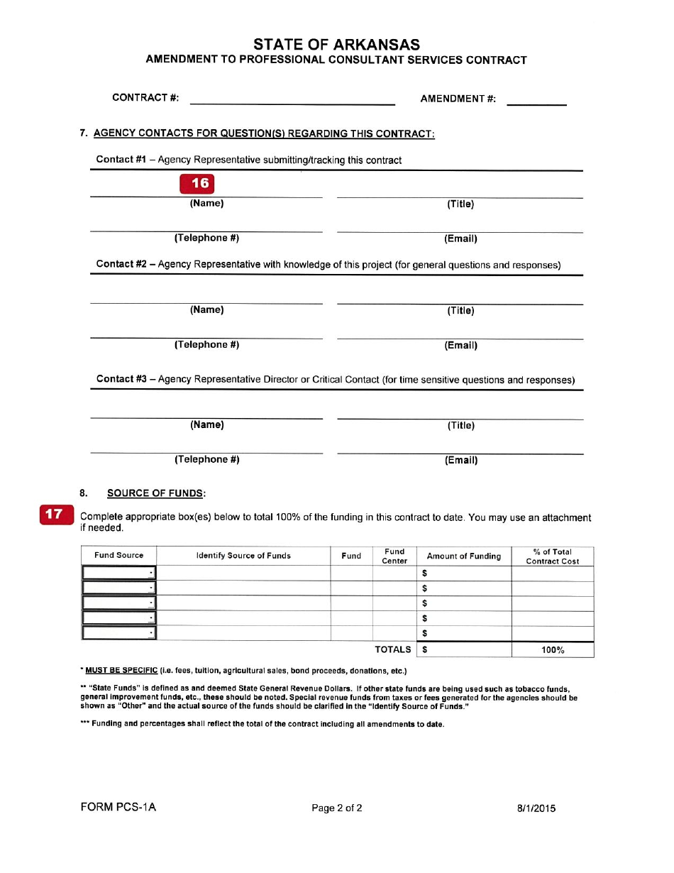 Instructions for Form PCS-1A Amendment to Professional Consultant Services Contract - Arkansas, Page 7