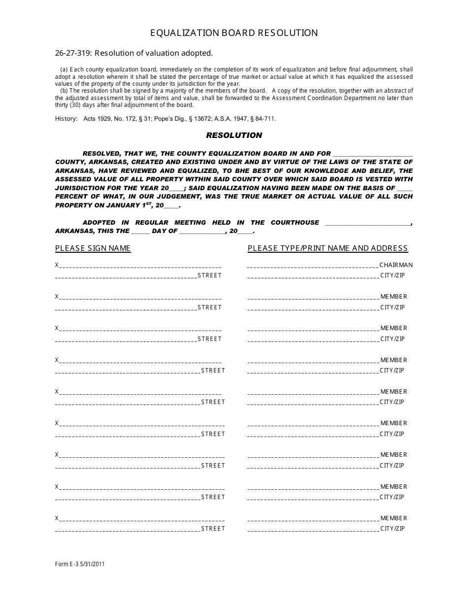 Form E3 Fill Out, Sign Online and Download Printable PDF, Arkansas