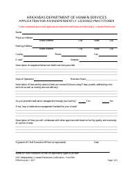 Form 500 &quot;Application for an Independently Licensed Practitioner&quot; - Arkansas