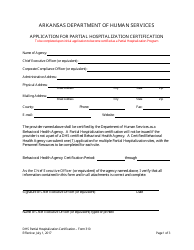 Form 310 Application for Partial Hospitalization Certification - Arkansas