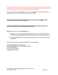 Form 220 Notification Form for Closing or Moving a Behavioral Health Agency Site - Arkansas, Page 2