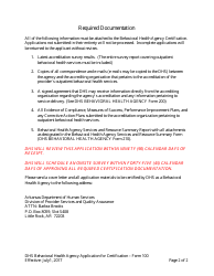 Form 100 Application for Behavioral Health Agency Certification - Arkansas, Page 2