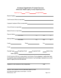 Form 240 Behavioral Health Agency Annual Reporting Form - Arkansas