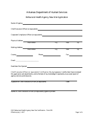 Form 250 Behavioral Health Agency New Site Application - Arkansas