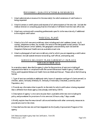 Form 250 Behavioral Health Agency New Site Application - Arkansas, Page 3