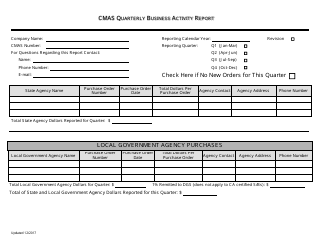 Document preview: Cmas Quarterly Business Activity Report Form - California