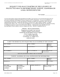 Form DHCS6245A &quot;Request for an Accounting of Disclosures of Protected Health Information by Parent, Guardian or Legal Representative - Genetically Handicapped Persons Program&quot; - California