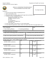 Form DHCS4029 Medi-Cal Rendering Provider/Group Affiliation/Disaffiliation Form - California, Page 2