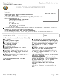 Form DHCS6210 Medi-Cal Physician Application/Agreement - California, Page 7