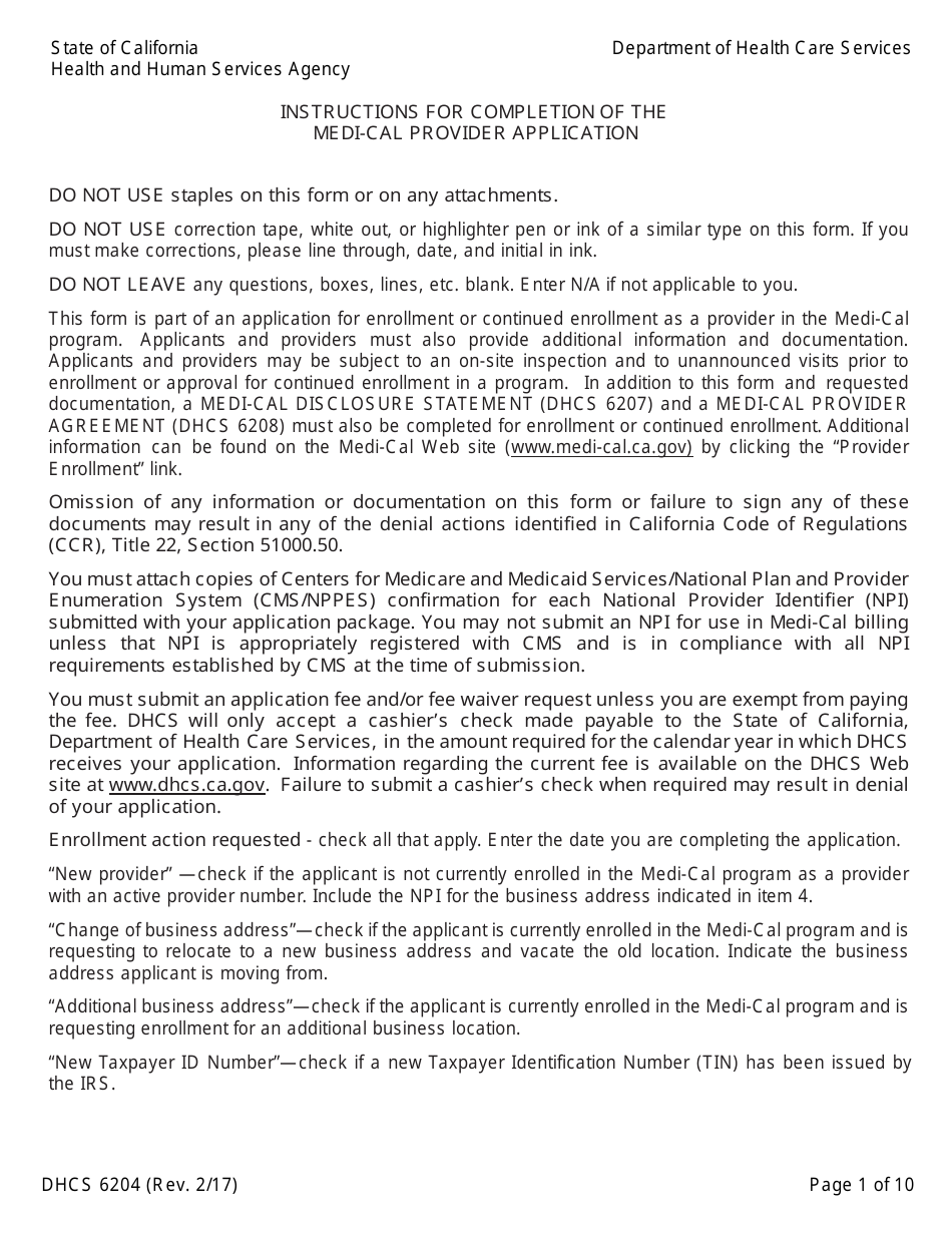 Form DHCS6204 Medi-Cal Clinical Medical Laboratory Application - California, Page 5