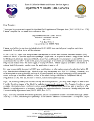 Form DHCS6209 Medi-Cal Supplemental Changes - California