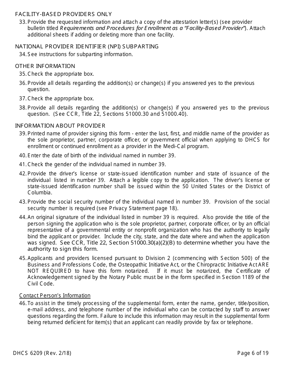Form DHCS6209 Medi-Cal Supplemental Changes - California, Page 8