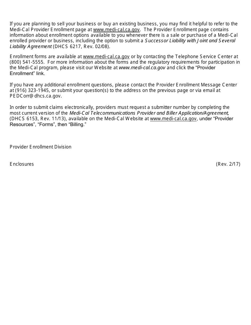 Form DHCS6204 Medi-Cal Provider Application - California, Page 2