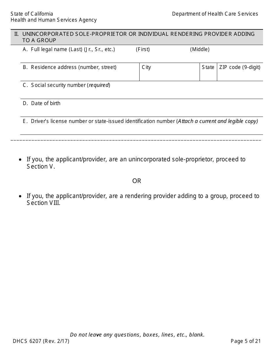 Form DHCS6207 Medi-Cal Disclosure Statement - California, Page 10
