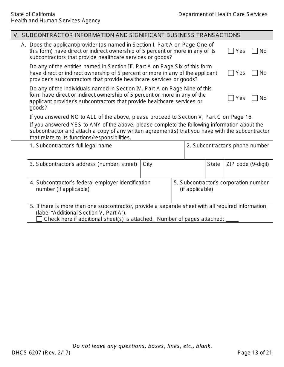 Form DHCS6207 Medi-Cal Disclosure Statement - California, Page 18
