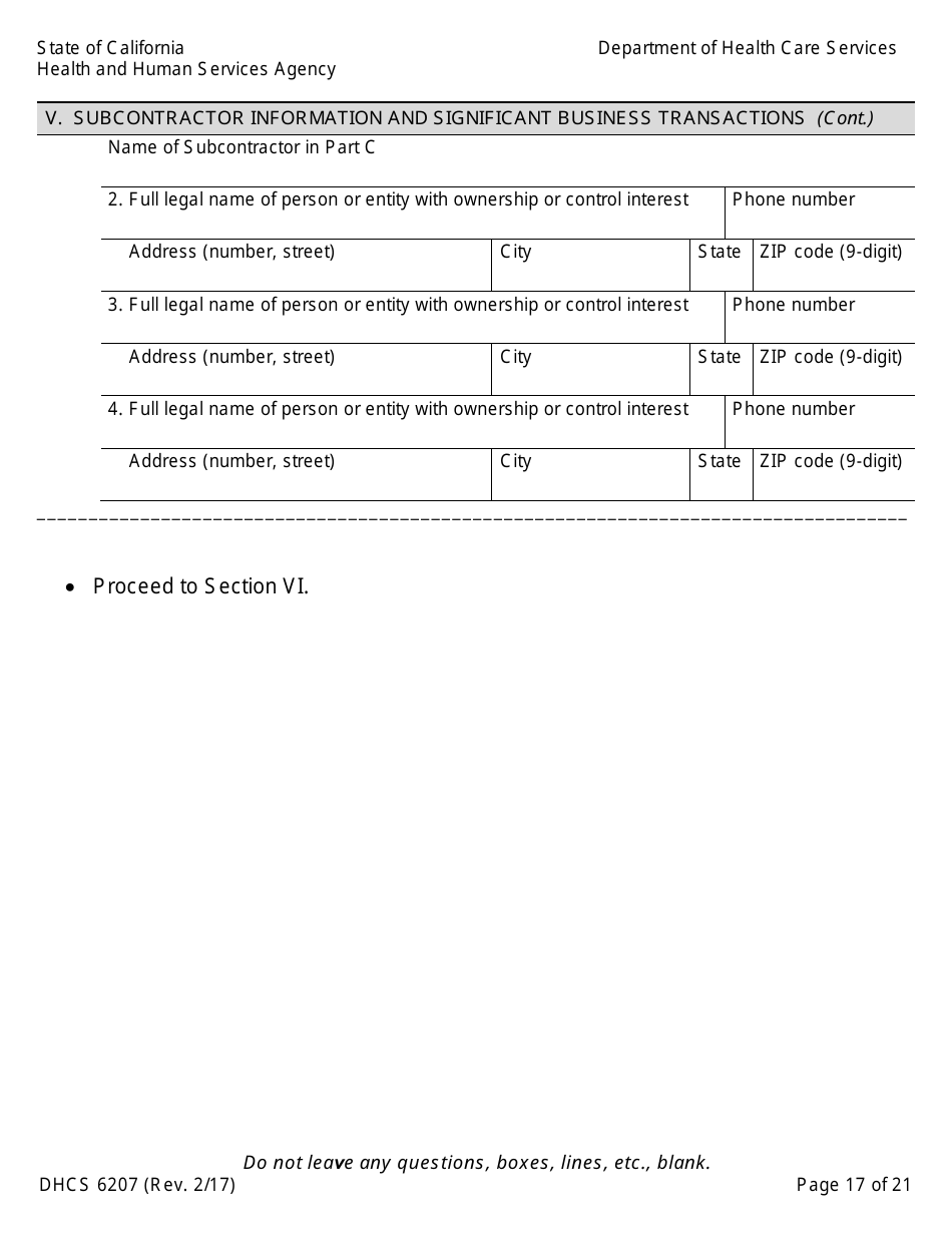 Form DHCS6207 Medi-Cal Disclosure Statement - California, Page 22
