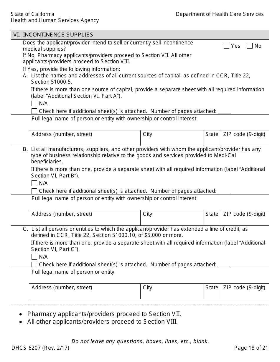 Form DHCS6207 Medi-Cal Disclosure Statement - California, Page 23