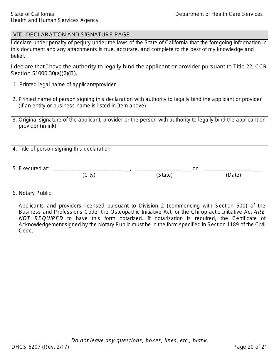 Form DHCS6207 Medi-Cal Disclosure Statement - California, Page 25