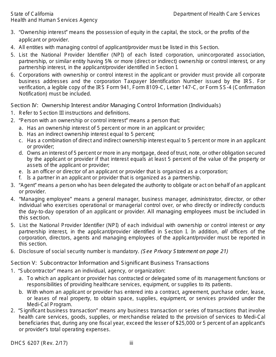 Form DHCS6207 Medi-Cal Disclosure Statement - California, Page 4