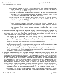 Form DHCS9098 Medi-Cal Provider Agreement (Institutional Provider) - California, Page 9