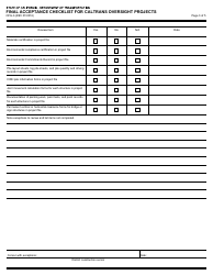 Form OFG-6 Final Acceptance Checklist for Caltrans Oversight Projects - California, Page 3